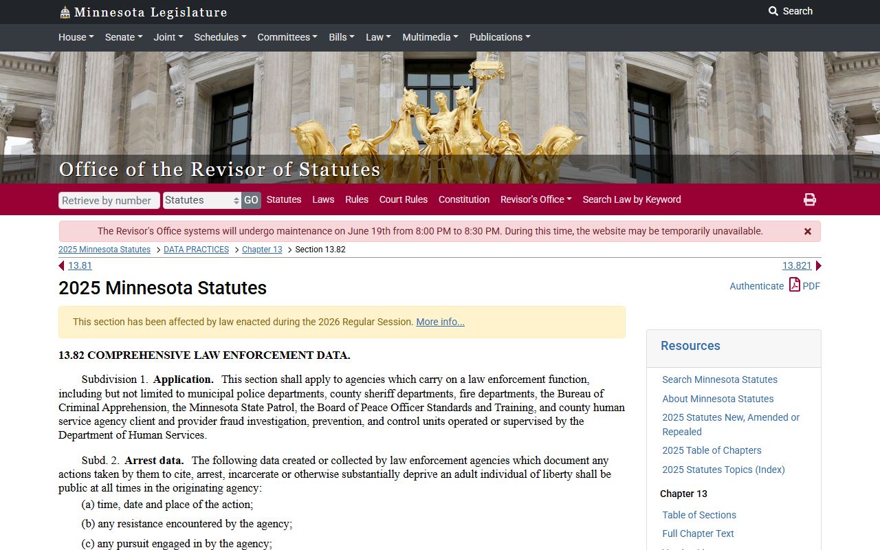 Murray County jail mugshots Minnesota law enforcement data statute